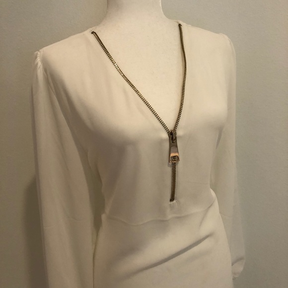 Light weight summer top white zipper blouse - Picture 4 of 6